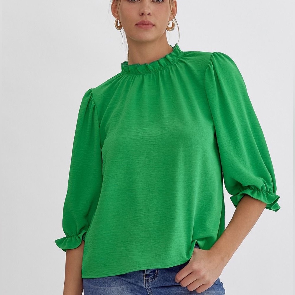 NWT Green 3/4 sleeve top